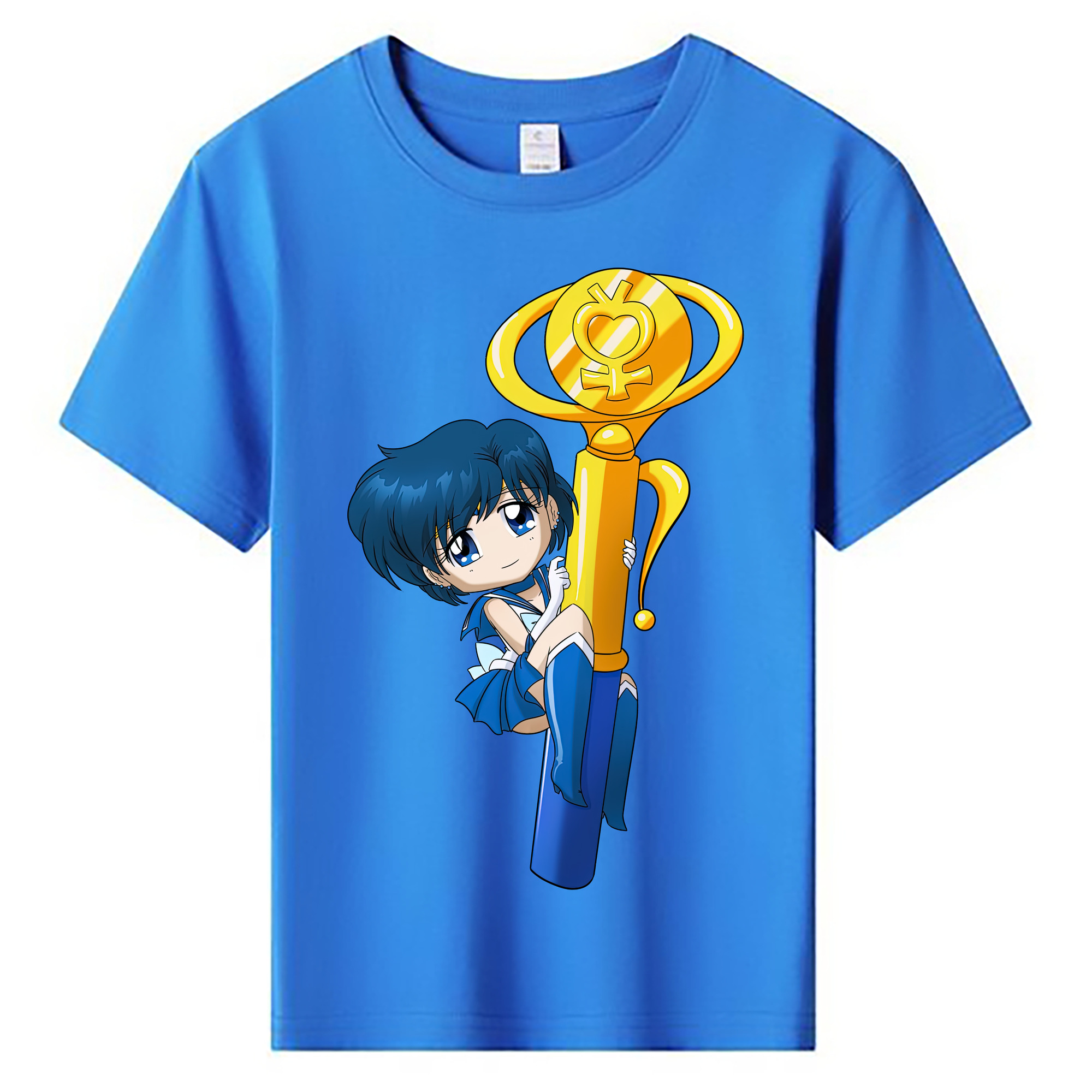 （画像用） 美少女戦士セーラームーン 水野 亜美 みずの あみ Sailor Moon Mizuno Ami 綿100％キッズTシャツ（フロントプリント）